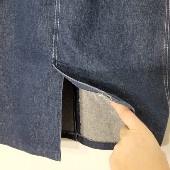 JTF Vintage Blue Dark Wash Denim 90s Jean Skirt Cotton Blend Pockets Belt Loops - Picture 11 of 13